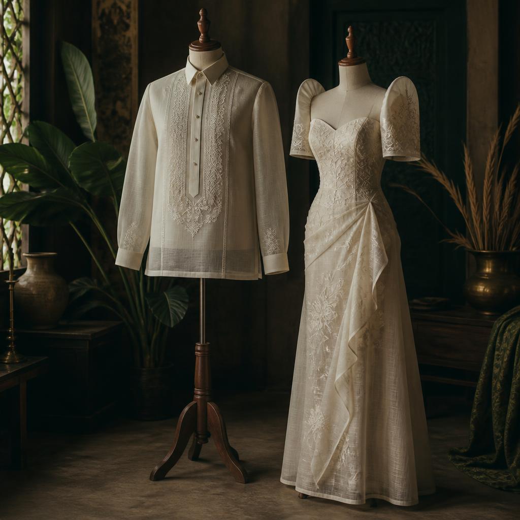 Embroidered Barong Tagalog and Filipiniana dress